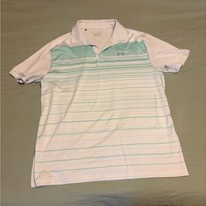 Under Armour Men's Aqua and White Polo Shirt